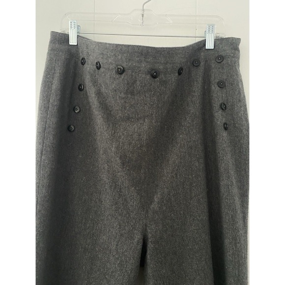Frances Valentine Sailor Gray Wool Pant Women's 14 High Waisted Laced Wide Leg - Picture 5 of 12